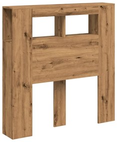 kézműves tölgyszínű szerelt fa LED-es fejtámla 100x18,5x103,5cm