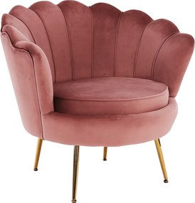 Fotel Art-deco stílusban, rózsaszín Velvet anyag/gold króm-arany, NOBLIN