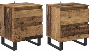 vidaXL Éjjeliszekrény fiókkal 2 pcs Öreg fa 40 x 35 x 50 cm Faanyag