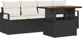 vidaXL Kerti Kanapé Szett párnával 5 pcs Fekete és krémszínű