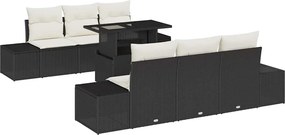 vidaXL Kanapé Szett párnával 7 pcs Fekete és Krém polirattan