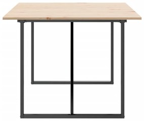 Tömör fenyőfa és acél étkezőasztal O-vázzal 200x100x75 cm