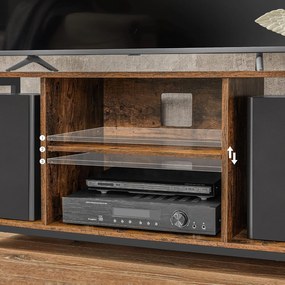 Tv-állvány 60 hüvelykes tv-ig, rusztikus barna és fekete színben