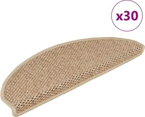 vidaXL 30 db lépcsőszőnyegek öntapadós szizál kinézetű 65x21x4 cm