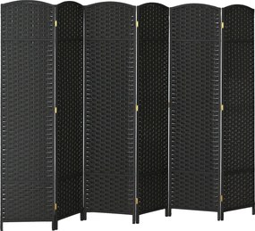 HOMCOM 6-panelos Összecsukható Szobai Elkülönítő 240x170 cm Magánéleti Képernyő Elválasztó Nappaliba, Hálószobába, Irodába Fekete | Aosom