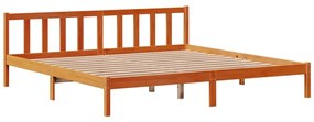 viaszbarna tömör fenyőfa ágykeret fejtámlával 200 x 200 cm