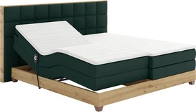 Elektromos állítható ágy, boxspring, zöld/artisan tölgy, 180x200, TIANA