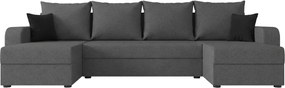 U alakú, kinyitható VALERIO ülőgarnitúra 305x140 cm, sötétszürke