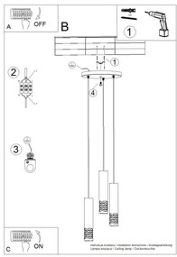 Sollux SL.1694 - Csillár zsinóron LIRO 3xGU10/10W/230V fehér