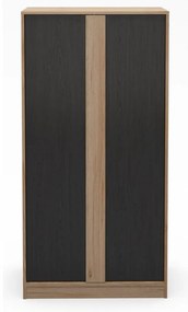 Fekete-natúr színű ruhásszekrény tölgyfa dekorral 90x180x53 cm Dennis – Marckeric