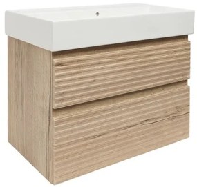 Naturel Savona Fürdőszobaszekrény mosdóval, 2 fiókos 78x53x44,8 cm matt Halifax tölgy SAVONA280DHSAT