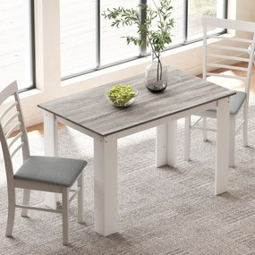 HOMCOM 4-6 Fős Étkezőasztal, Téglalap alakú Konyhaasztal Modern Stílus, Max Teherbírás 50 kg, 120x69x75 cm, Szürke és Fehér | Aosom