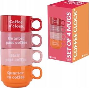 Színes Coffee Clock csésze szett eredeti mintákkal 120ml