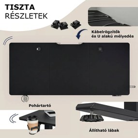 FLEXI állítható magasságú irodai íróasztal, 160x75x72–117cm, fekete Casaria
