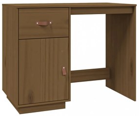 vidaXL mézbarna tömör fenyőfa íróasztal szekrényekkel 135 x 50 x 75 cm