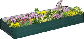 Outsunny Acél Emelt Ágyás, Ültetőláda Hidegkeret Kertágyás, Összekapcsolható Ültetőláda Virágcserép Zöldségágyás 241x90.5x30cm Kert Teraszos, Virágokh