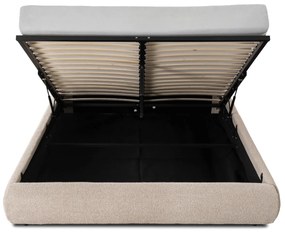 Bézs Bouclé Franciaágy Ágyneműtartóval. 160×200 ROSSO