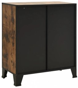 2 db rusztikus barna fém és MDF tárolószekrény 72 x 36 x 82 cm