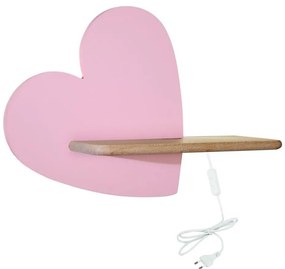 Candellux LED gyerekszoba falilámpa polccal HEART LED/5W/230V rózsaszín/fa 21-84569