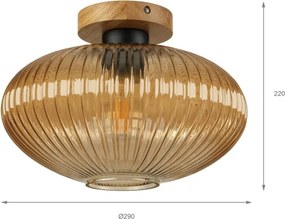 Mennyezeti lámpa MILOU WOOD 1xE27/15W/230V tölgy/füstbézs átm. 29 cm