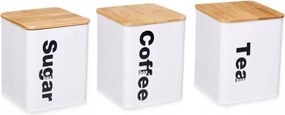 Konyhai Tartályok Kávé Tea Cukor 3 db-os fehér