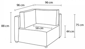 Világosszürke kordbársony kanapé modul (variálható) Nihad modular – Bobochic Paris