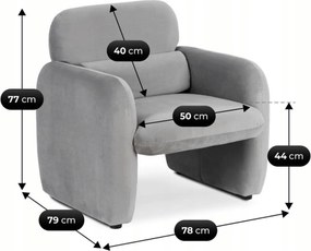 Pihenőfotel szürke színben, bársony kárpittal TOGO