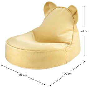 Sárga bársony gyerek babzsákfotel Bear – Wigiwama