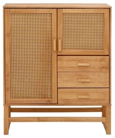 Jolene borovi fenyő komód rattan ajtókkal, szélesség 90 cm - Støraa