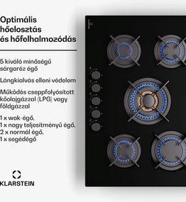 Klarstein Goldflame 5, gáz főzőlap, 5 égő