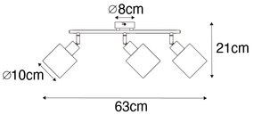 Acél mennyezeti reflektor fehér árnyékolóval 3-lámpás állítható - Hetta