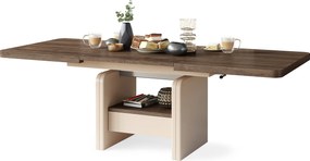 Mazzoni LEXUS Barna Tölgy/Bézs (Pezsgőszínű) - MODERN DOHÁNYZÓASZTAL NYITHATÓ/MAGASÍTHATÓ ÉTKEZŐASZTAL ÉS DOHÁNYZÓASZTAL EGYBEN