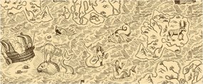 Kép - Vintage térkép, illusztrációk (120x50 cm)