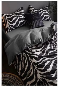 Fekete-fehér kétszemélyes-hosszabbított pamut ágyneműhuzat lepedővel 200x220 cm – Mila Home