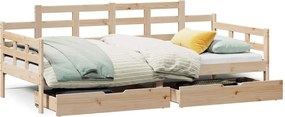 vidaXL tömör fenyőfa kanapéágy fiókkal 90 x 200 cm