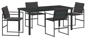 vidaXL Kert étkező szett 5 pcs Fekete Porszórt acél