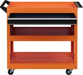 DURHAND Szerszámkocsi Fogantyúval és Oldalsó Beépítő Lappal, Fiókkal és 3 Polccal, Műhelyi Szerszámkocsi 4 Kerekével (2 Fékezhető) Acéllemezből, Garáz