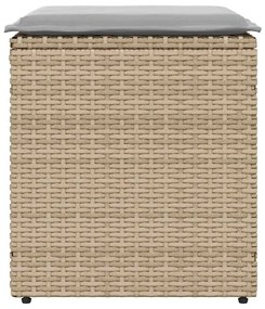 2 db bézs polyrattan kerti szék párnával 40x40x43 cm