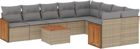 vidaXL 10 részes bézs polyrattan kerti ülőgarnitúra párnával