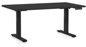 OfficeTech D állítható magasságú asztal, 120 x 80 cm, fekete alap, fekete