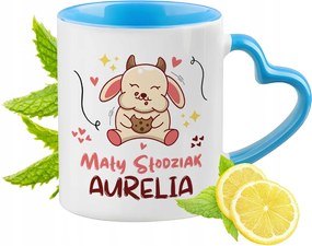 Kék bögre szív alakú füllel Aurelia számára Ideális Ajándék