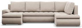 Tokio U sarokkanapé, 3 ágyneműtartóval, bársony, jobboldali, bézs