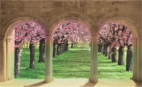 Fotótapéta Rózsaszín fák tavaszi kert perspektíva 300x210 +ragasztó