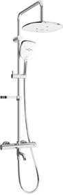 Mexen KX17 zuhanygarnitúra felső fejjel 25 cm, Kai termosztatikus kádcsapteleppel, króm-fehér, 779001791-02