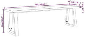 tömör akácfa pad természetes éllel 160 cm