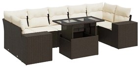 8 részes barna polyrattan kerti ülőgarnitúra párnákkal