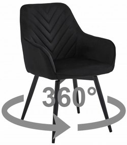 NANA360 VELVET fekete forgó étkezőszék