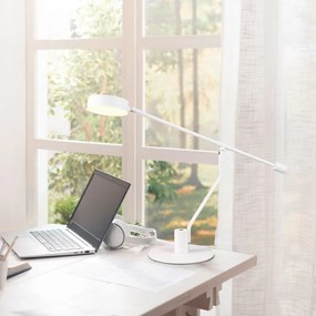 Matt fehér LED asztali lámpa hajlítható szerkezettel (magasság 64 cm) Manduro – Trio