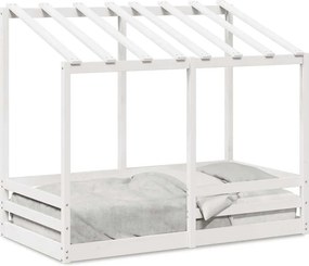 vidaXL fehér tömör fenyőfa gyerekágy tetővel 70 x 140 cm
