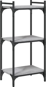 vidaXL 3 szintes szürke sonoma szerelt fa könyvespolc 40 x 30 x 86 cm